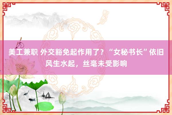 美工兼职 外交豁免起作用了？“女秘书长”依旧风生水起，丝毫未受影响