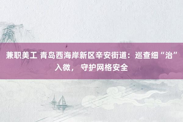 兼职美工 青岛西海岸新区辛安街道：巡查细“治”入微， 守护网格安全