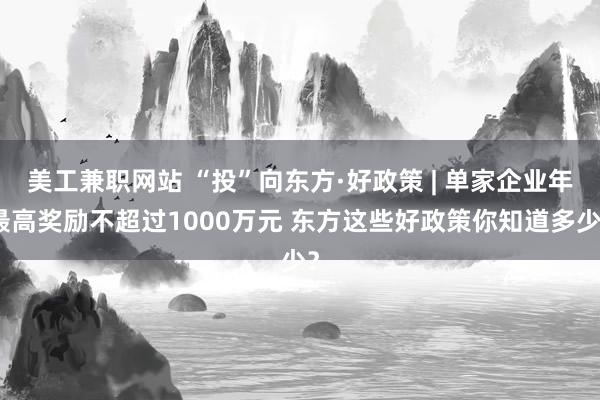 美工兼职网站 “投”向东方·好政策 | 单家企业年最高奖励不超过1000万元 东方这些好政策你知道多少？