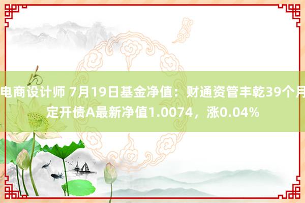 电商设计师 7月19日基金净值：财通资管丰乾39个月定开债A最新净值1.0074，涨0.04%