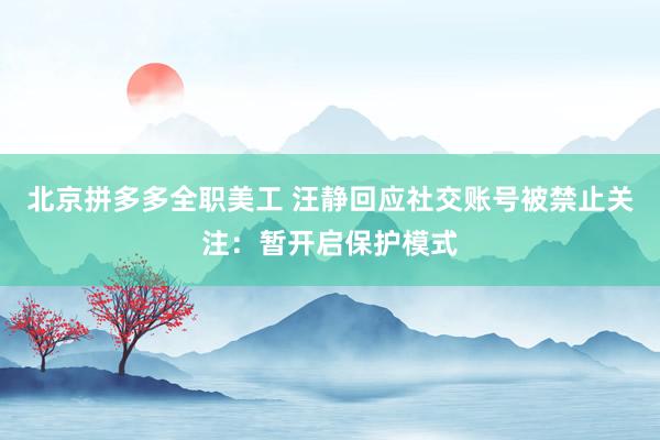 北京拼多多全职美工 汪静回应社交账号被禁止关注：暂开启保护模式